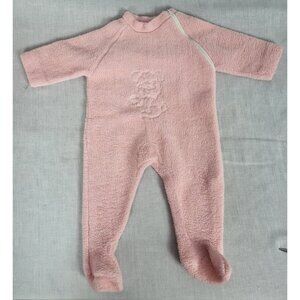 70s-80s VTG BABY GIRL Romper one piece Pink Footsie Outfit sleeper 9-12mo / M